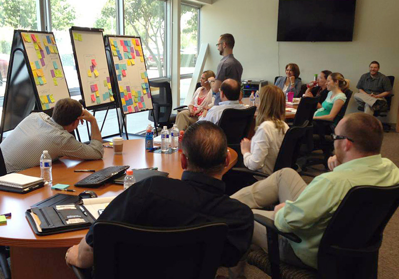 leading a UX workshop in California, focusing in on feature ranking